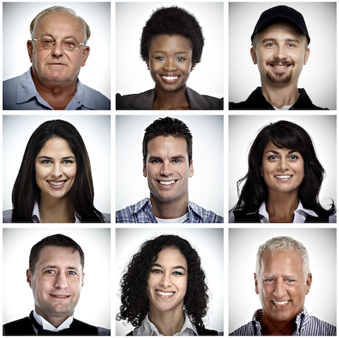 Grid of smiling employees